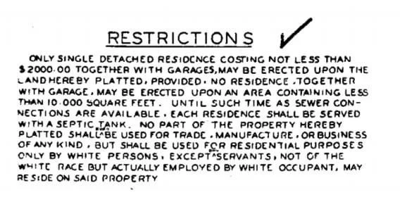 Racial Restrictive Covenant Example from a Historic Seattle Deed Record